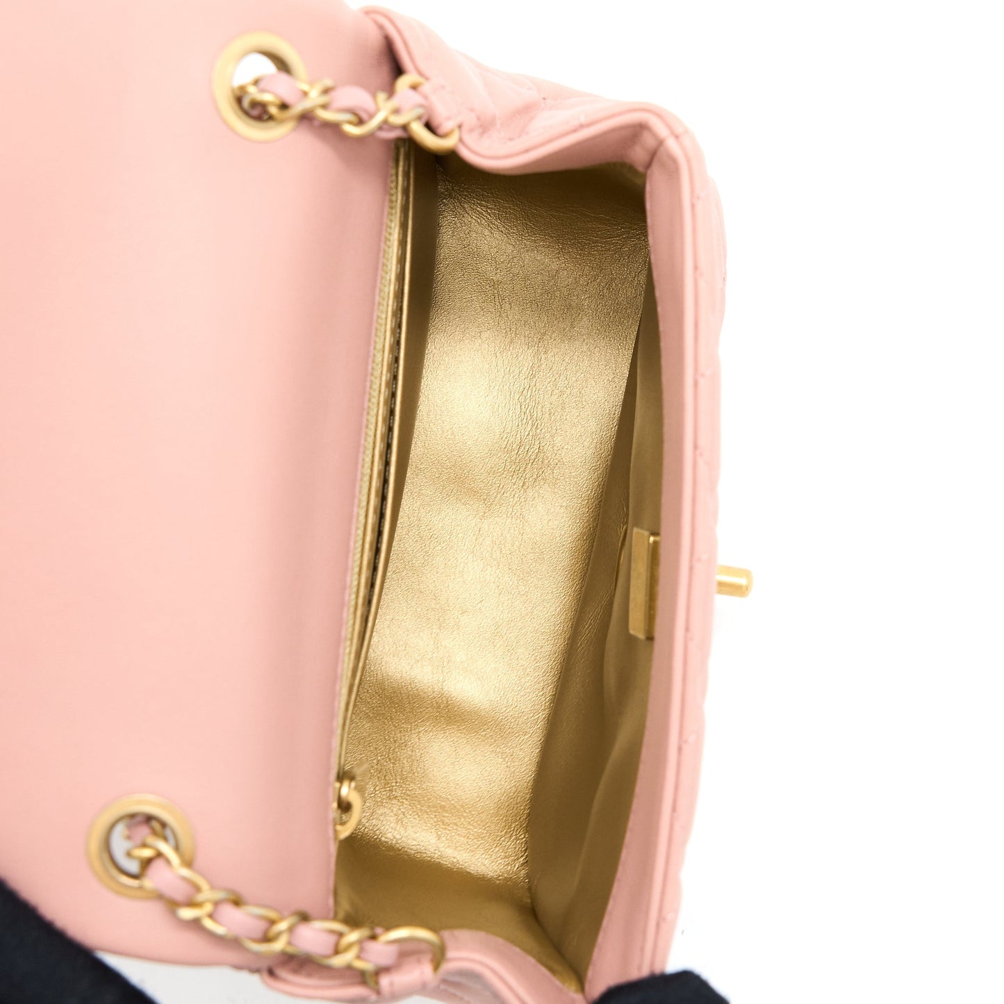 Chanel Pearl Crush Mini Square Flap Bag Lambskin Dark Pink  (Microchip)