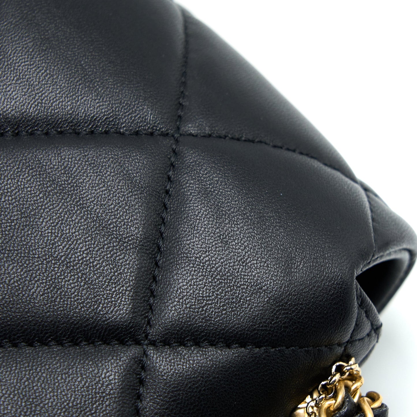 Chanel Quilted Detailed Logo Flap Bag Lambskin Black  (Microchip)