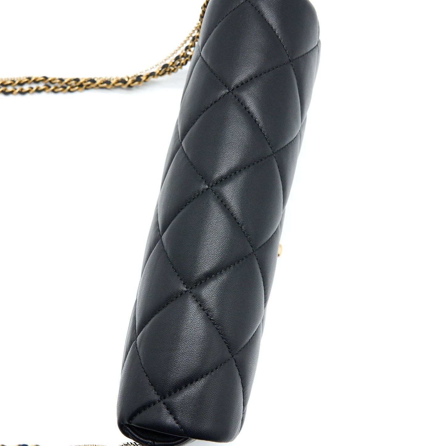 Chanel Quilted Detailed Logo Flap Bag Lambskin Black  (Microchip)