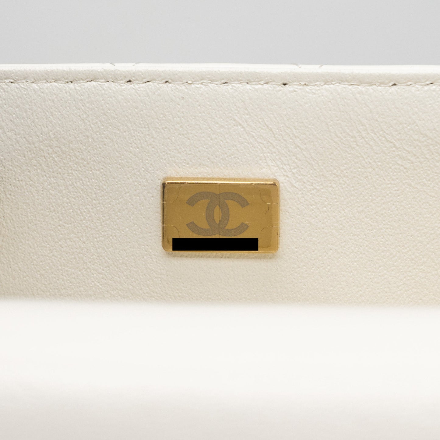Chanel top handle mini rectangular flap bag lambskin white L (Microchip)
