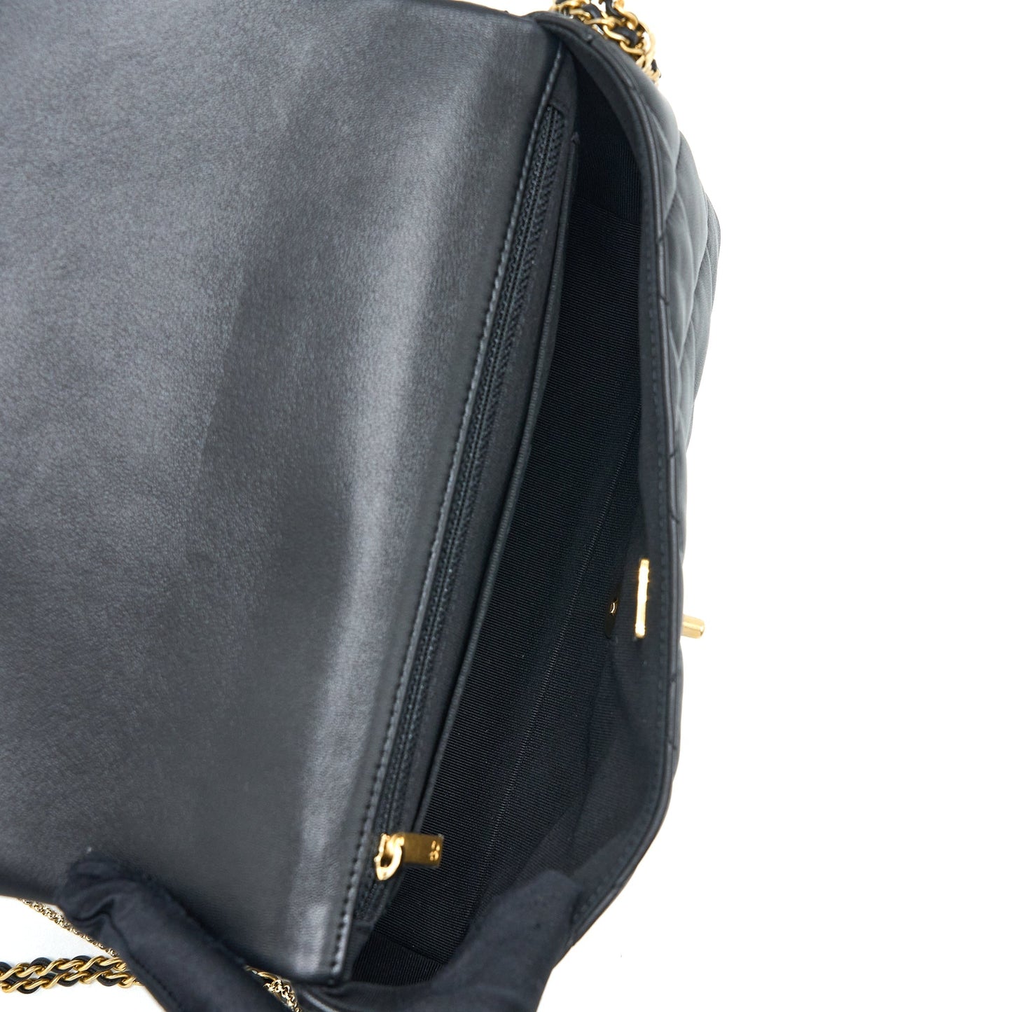 Chanel Quilted Detailed Logo Flap Bag Lambskin Black  (Microchip)
