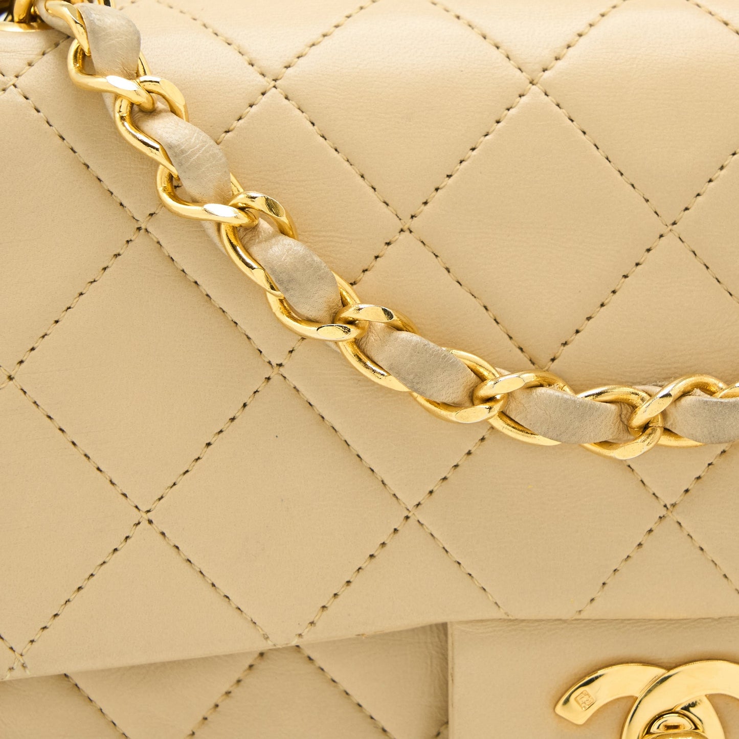 Chanel  Small Classic Double Flap Bag Lambskin Beige
