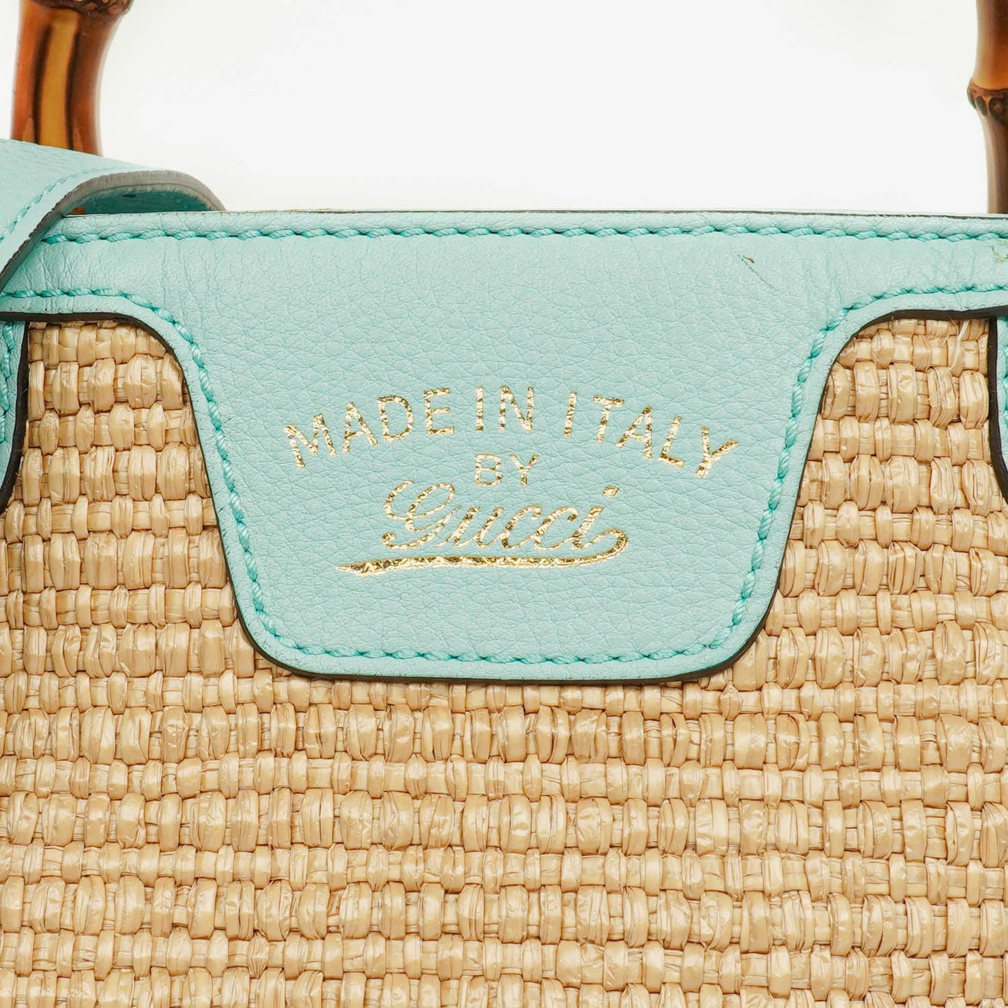 Gucci Woven Straw and Leather Bamboo Shopper Tote Bag