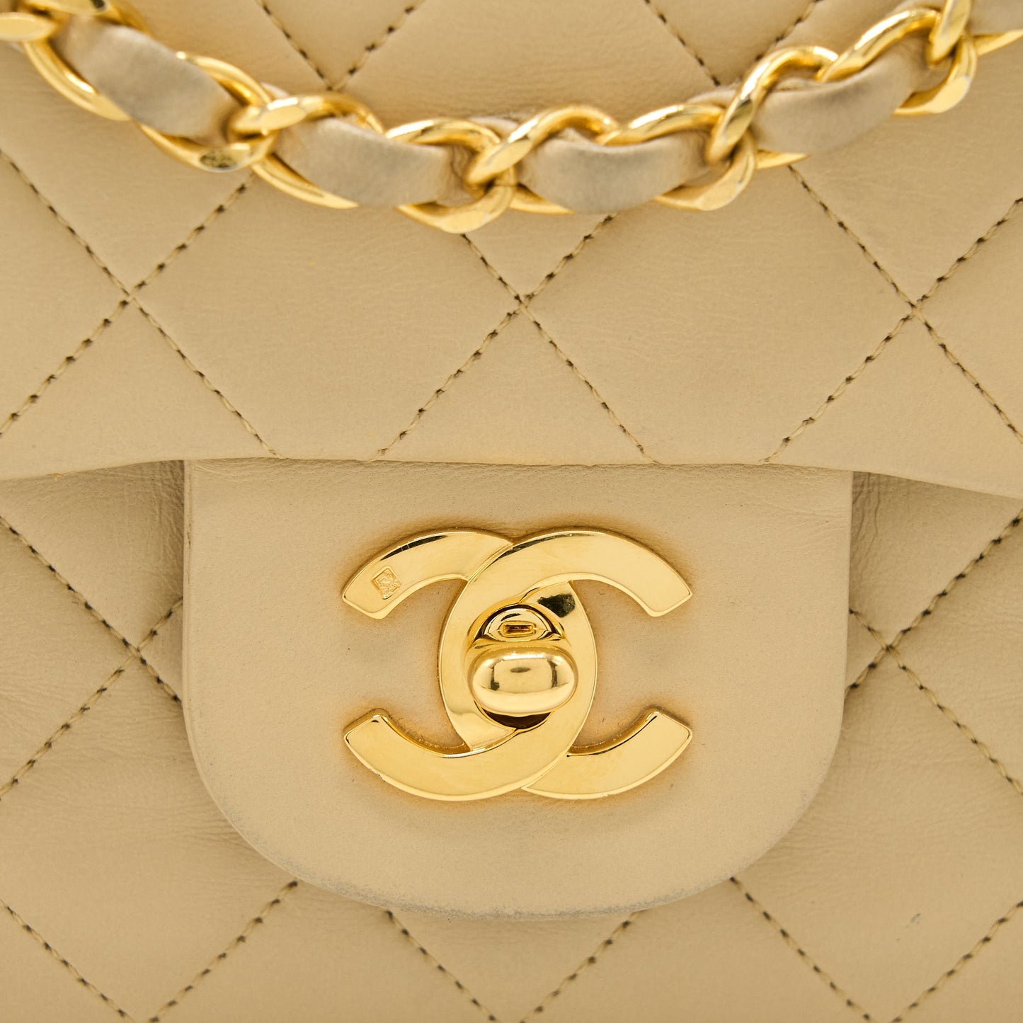 Chanel  Small Classic Double Flap Bag Lambskin Beige