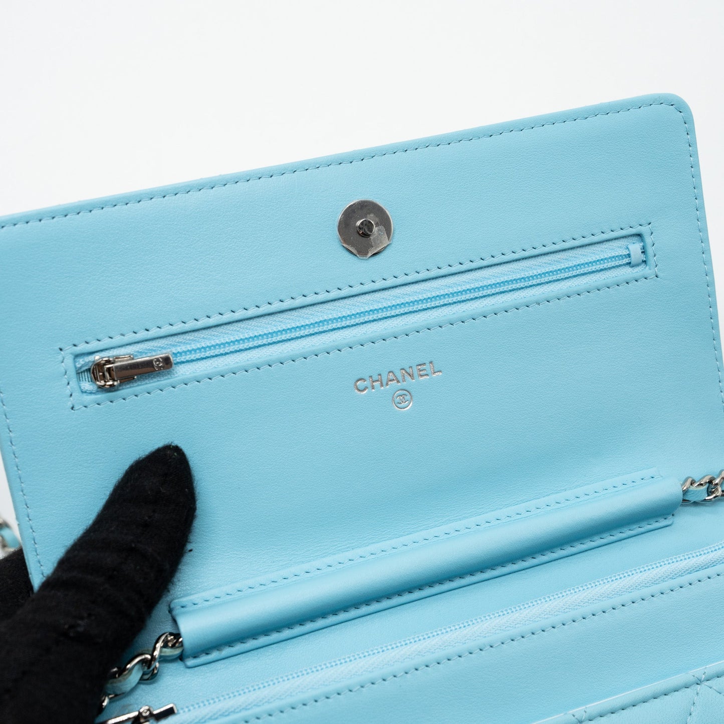 Chanel Classic Wallet On Chain Lambskin Light Blue