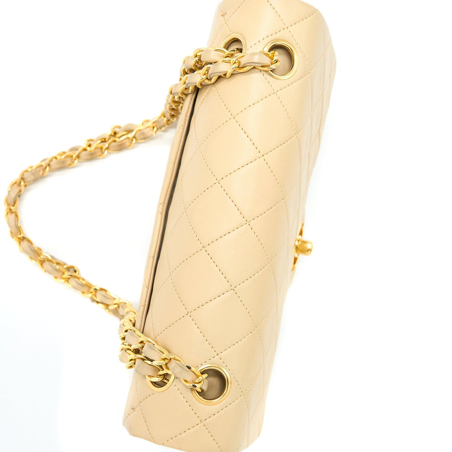 Chanel  Small Classic Double Flap Bag Lambskin Beige