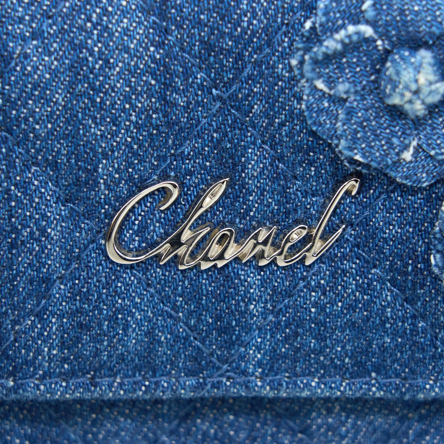 Chanel Flap Card Holder Camellia Denim Blue