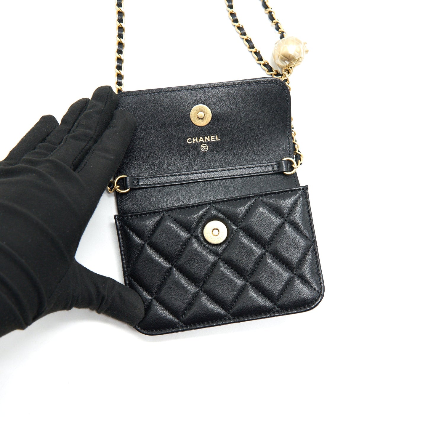 Chanel 2021 Pearl Crush Belt Bag Black with