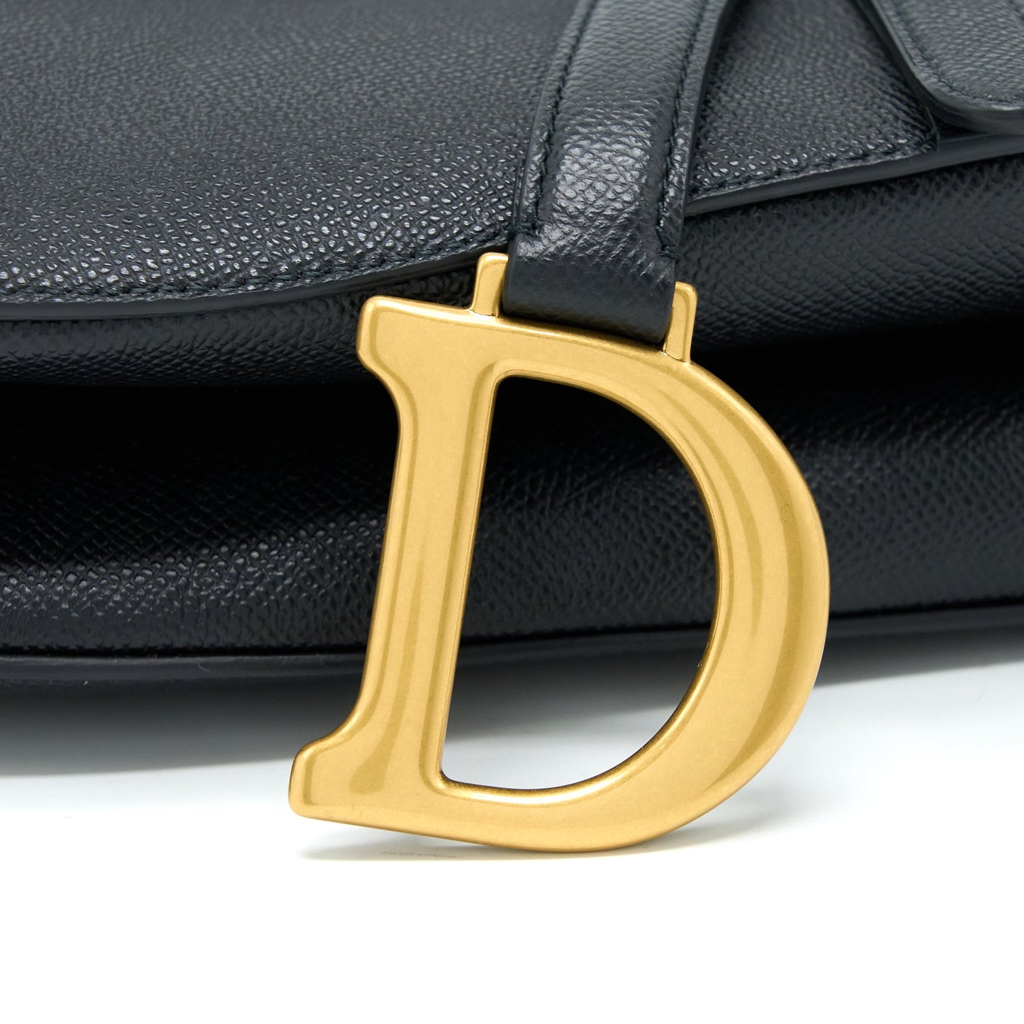 Dior Medium Saddle Purse With Strap Grained Calfskin Black