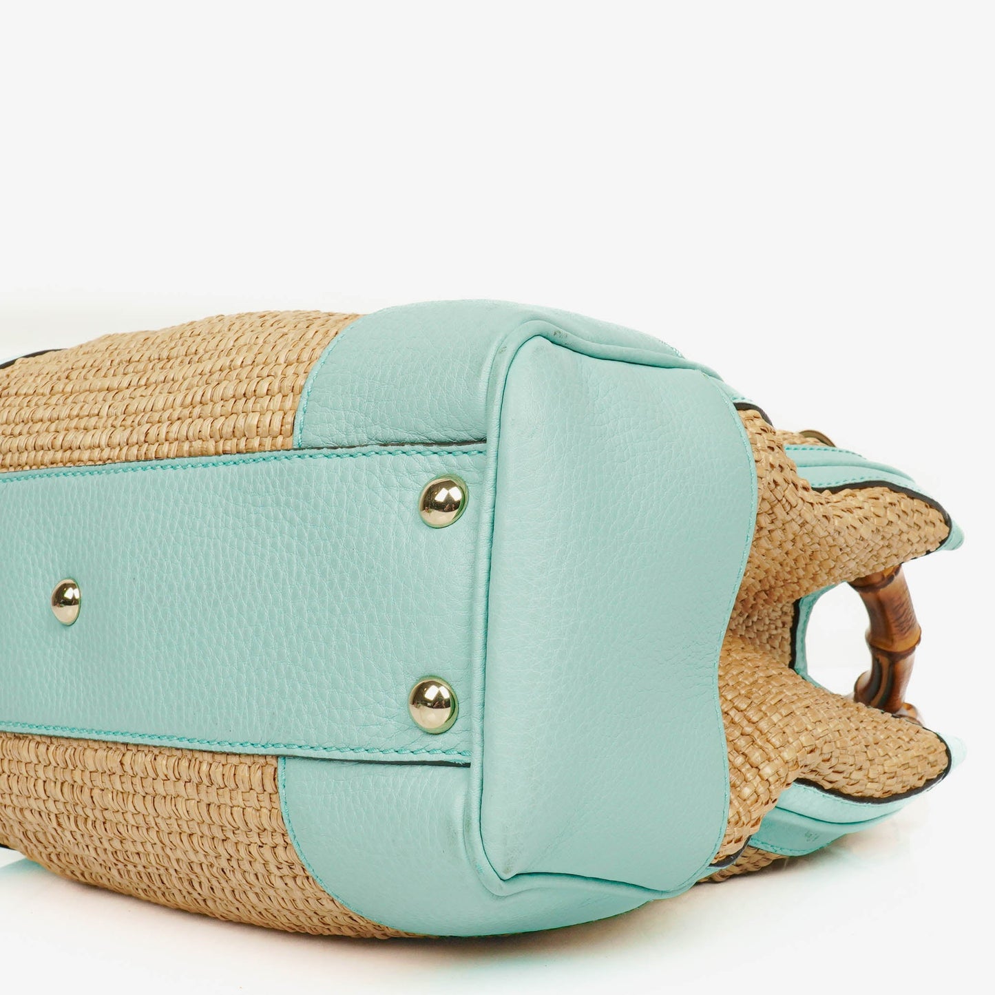 Gucci Woven Straw and Leather Bamboo Shopper Tote Bag