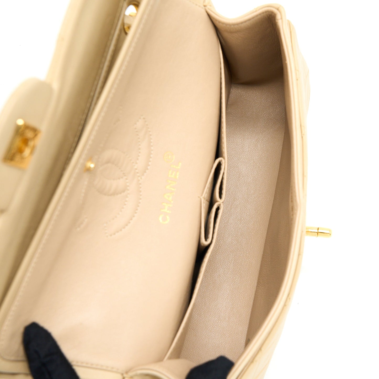Chanel  Small Classic Double Flap Bag Lambskin Beige