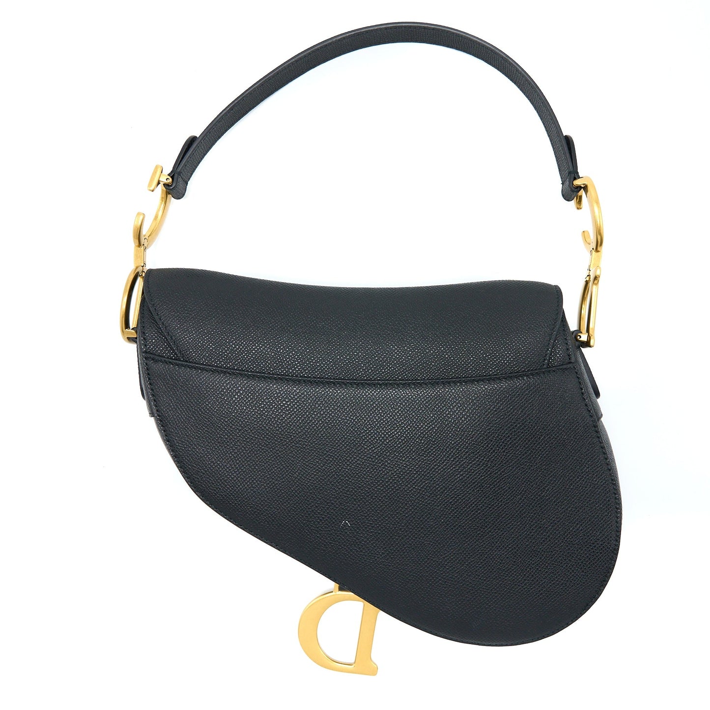 Dior Medium Saddle Purse With Strap Grained Calfskin Black