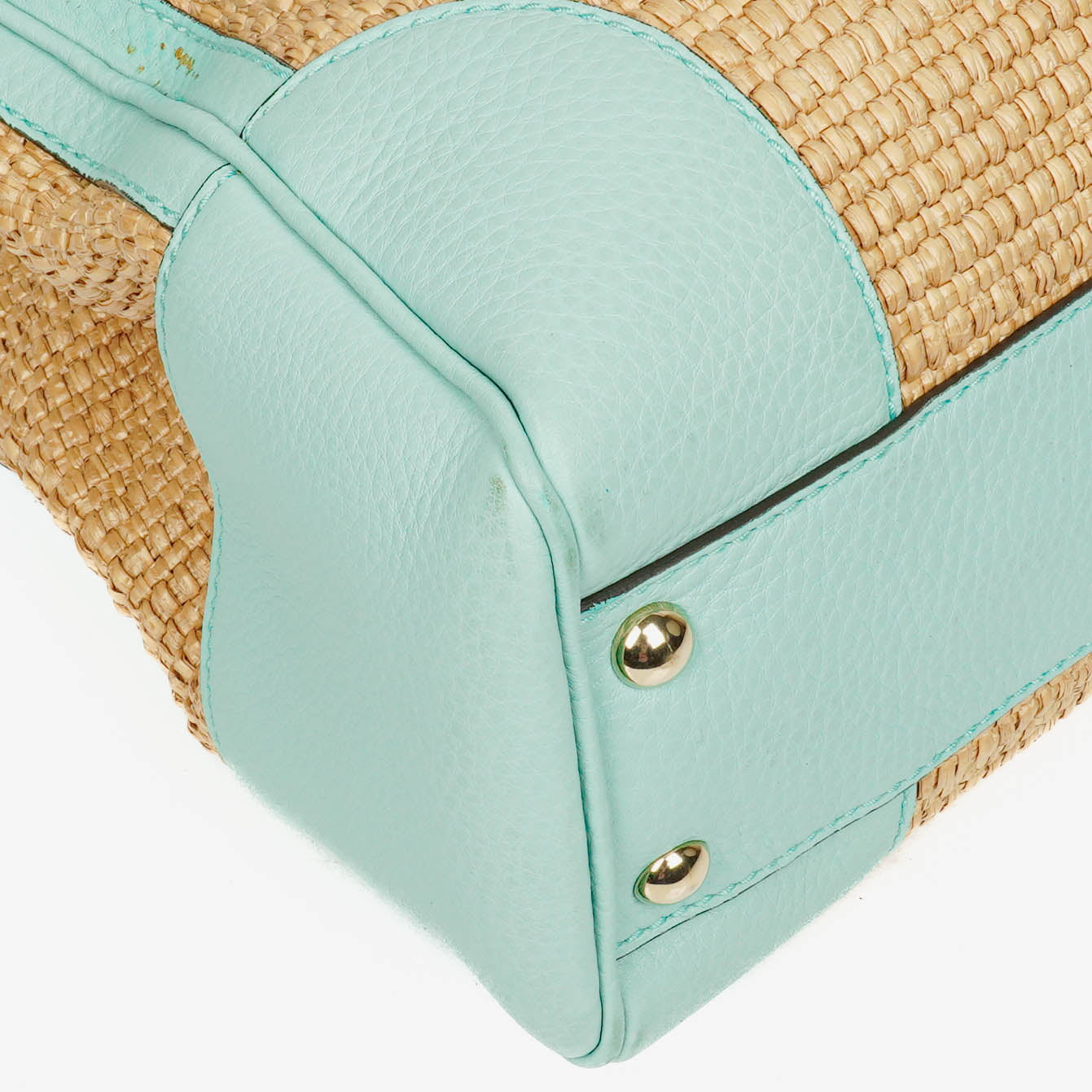 Gucci Woven Straw and Leather Bamboo Shopper Tote Bag