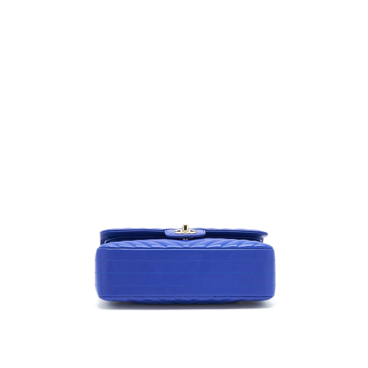 Chanel Small Classic Flap Bag Chevron Lambskin Blue L