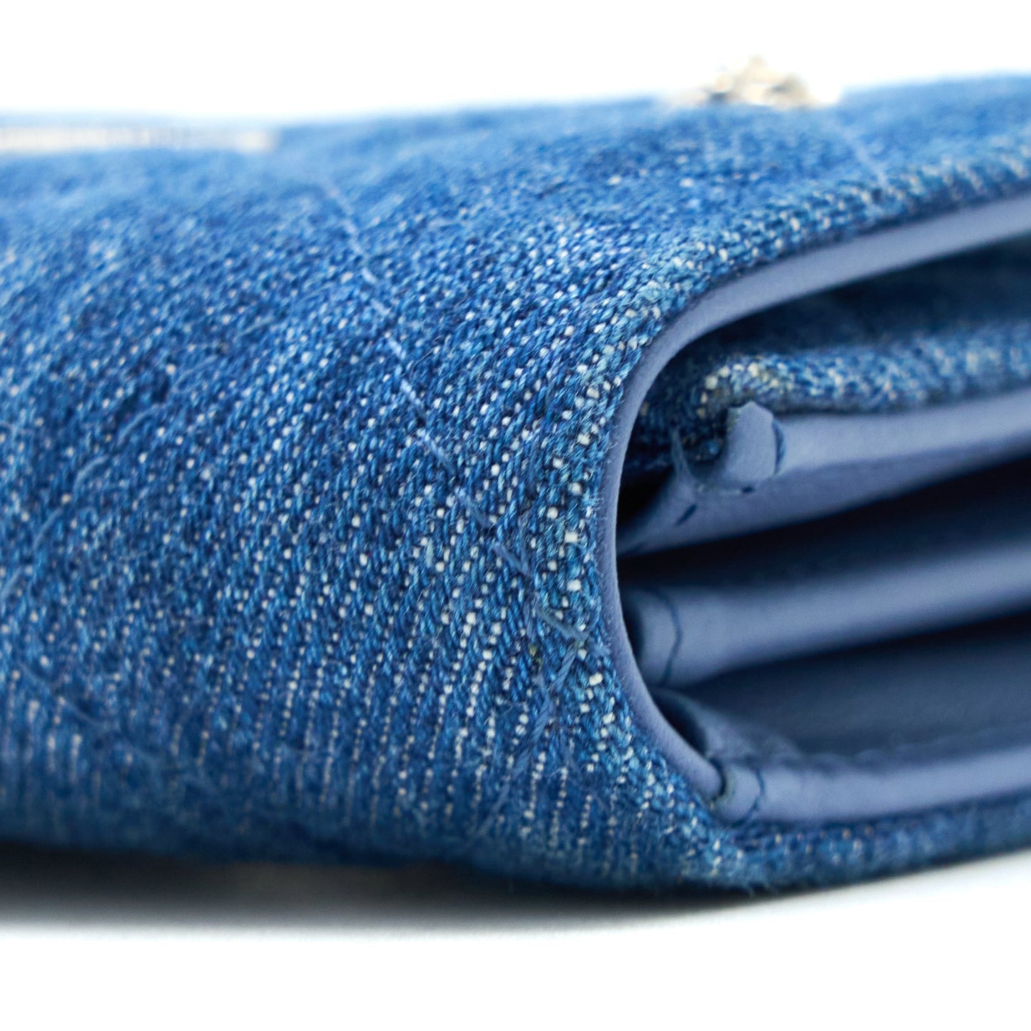 Chanel Flap Card Holder Camellia Denim Blue