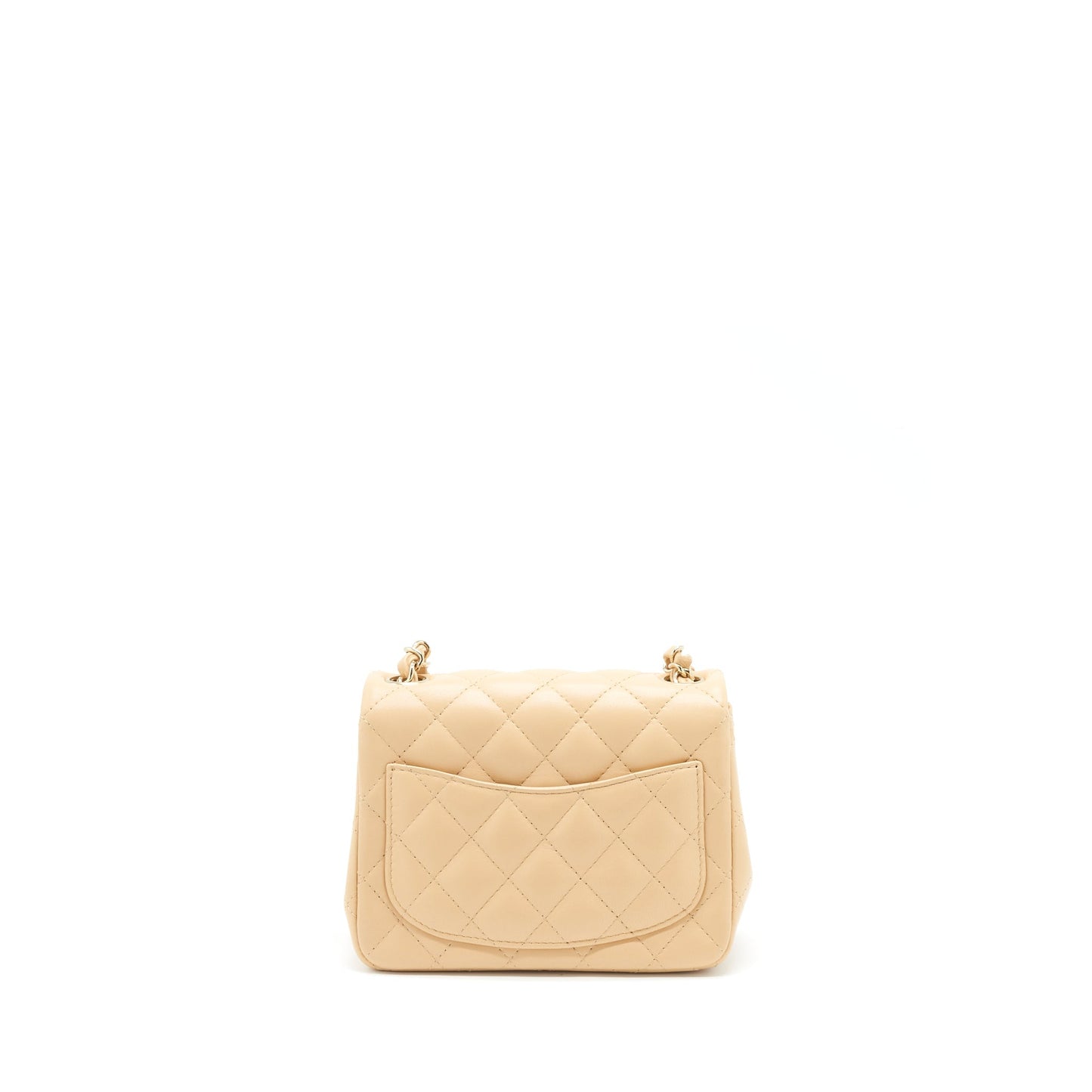 Chanel 22C Mini Square Flap Bag Lambskin Beige L