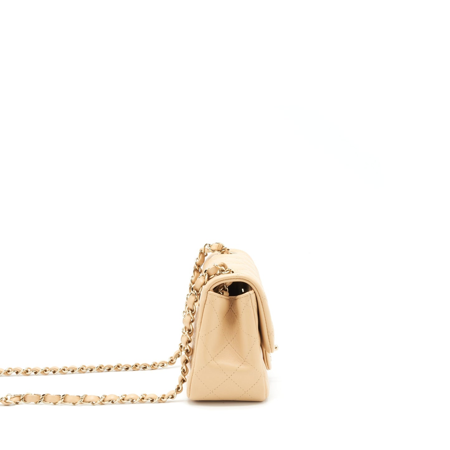 Chanel 22C Mini Square Flap Bag Lambskin Beige L