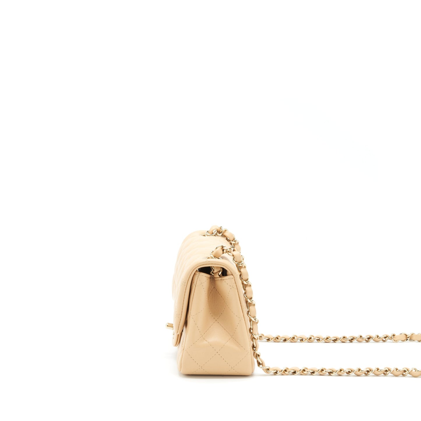 Chanel 22C Mini Square Flap Bag Lambskin Beige L