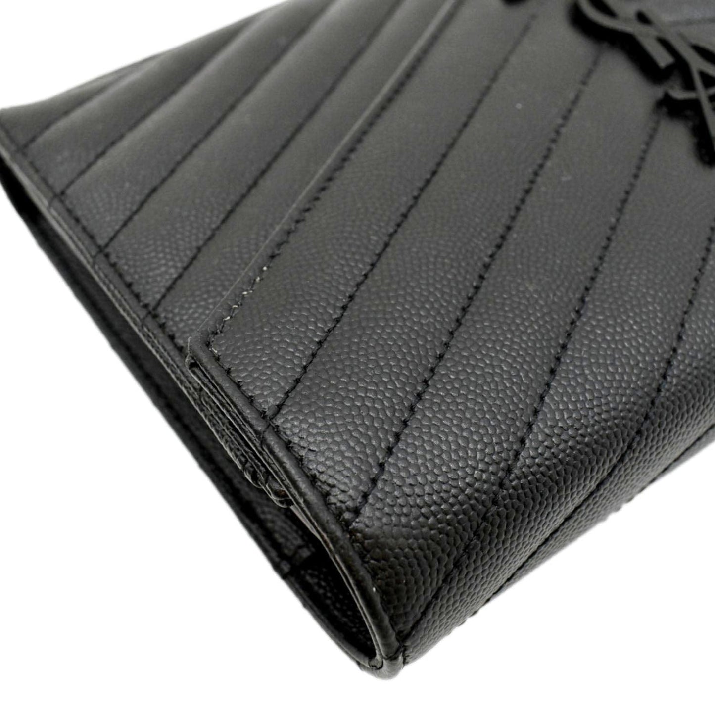 YVES SAINT LAURENT Cassandre Matelasse Chain Wallet Crossbody Bag Black