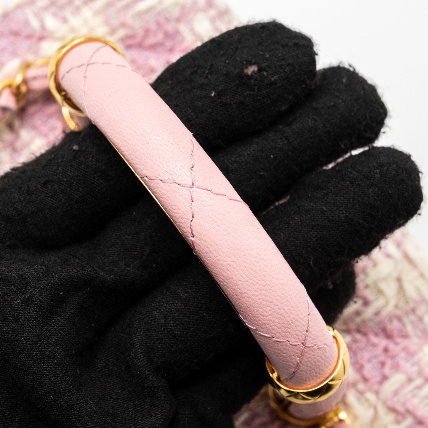 Chanel 23s Top Handle Small Vanity Case With Chain Tweed/lambskin Pink Brushed (Microchip)