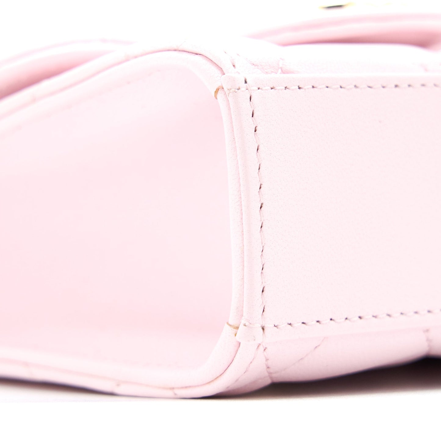 Chanel Top Handle Mini Flap Bag with Chain Lambskin Light Pink L