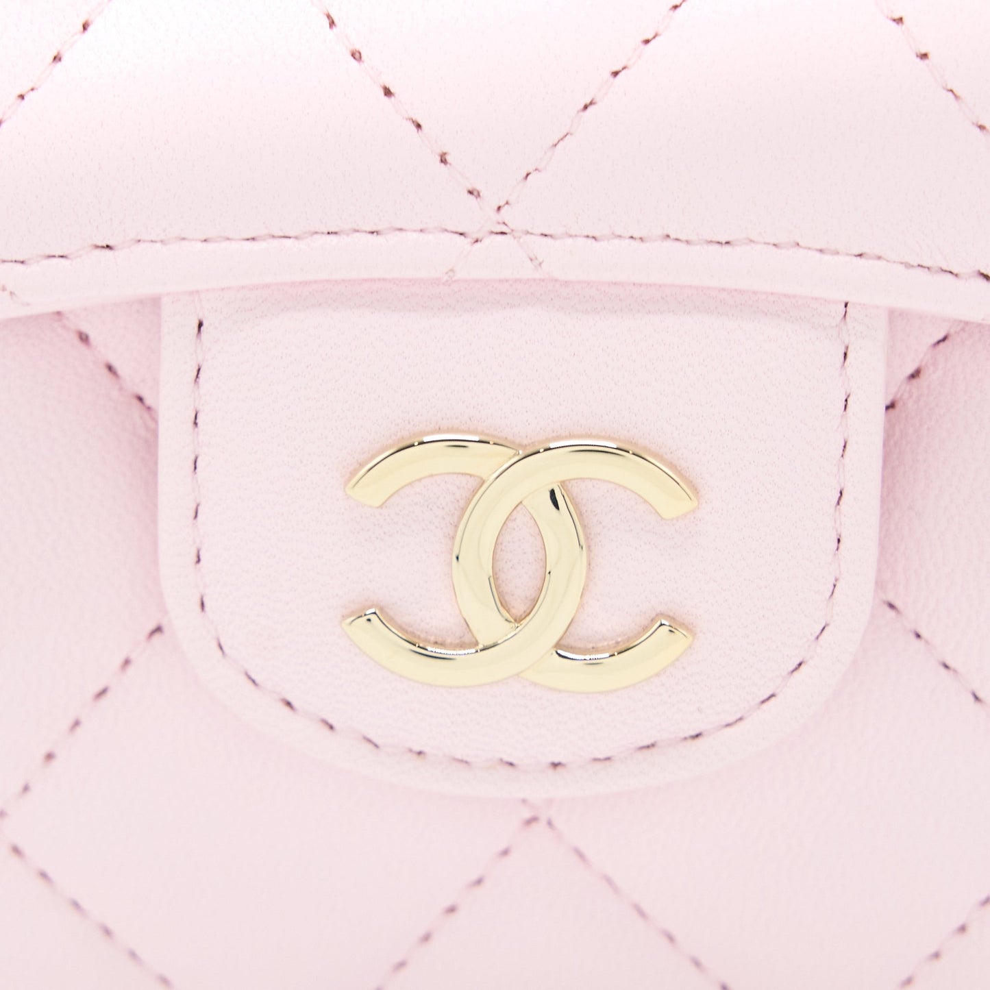 Chanel Top Handle Mini Flap Bag with Chain Lambskin Light Pink L