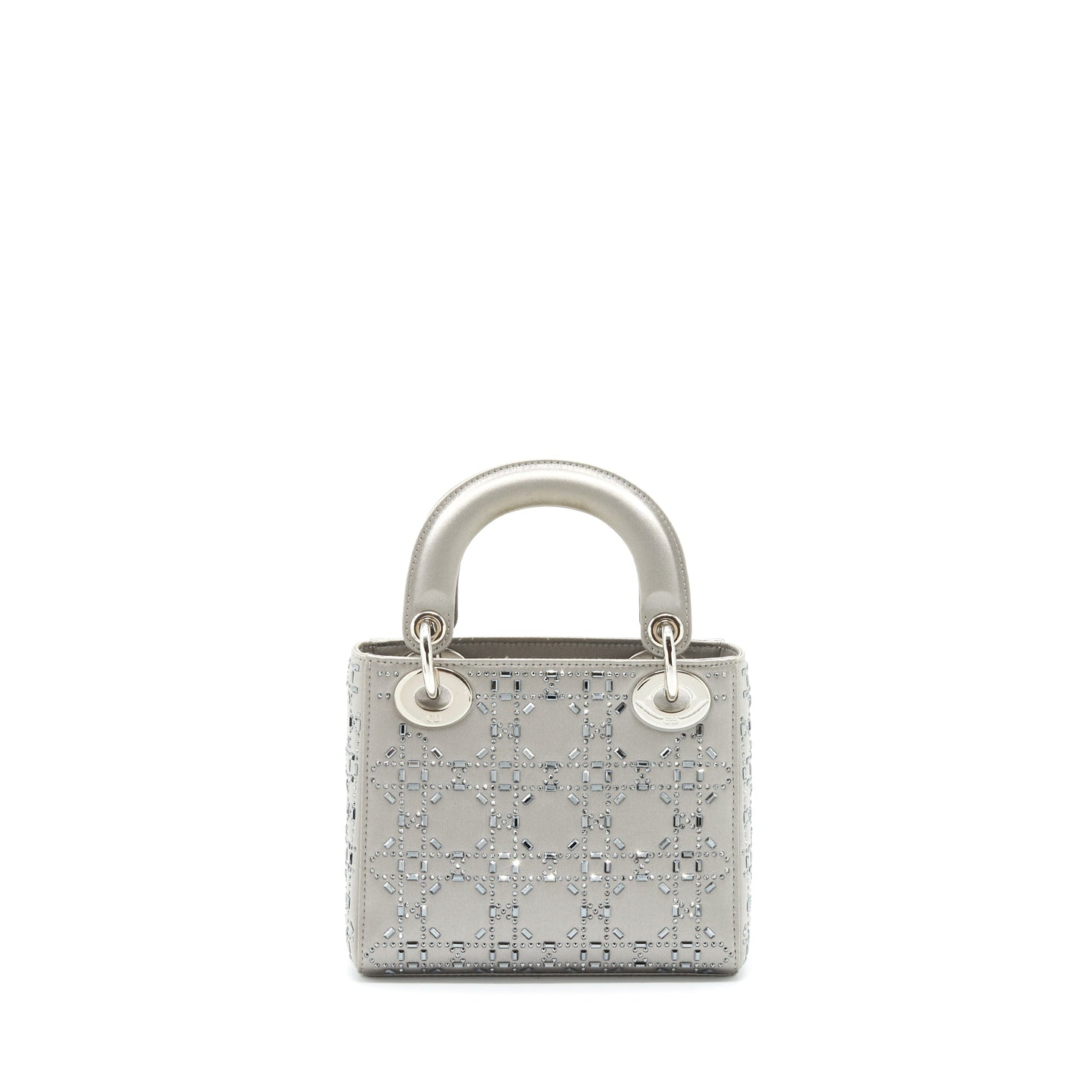 Dior Mini Lady Dior Satin Crystal Cannage Grey