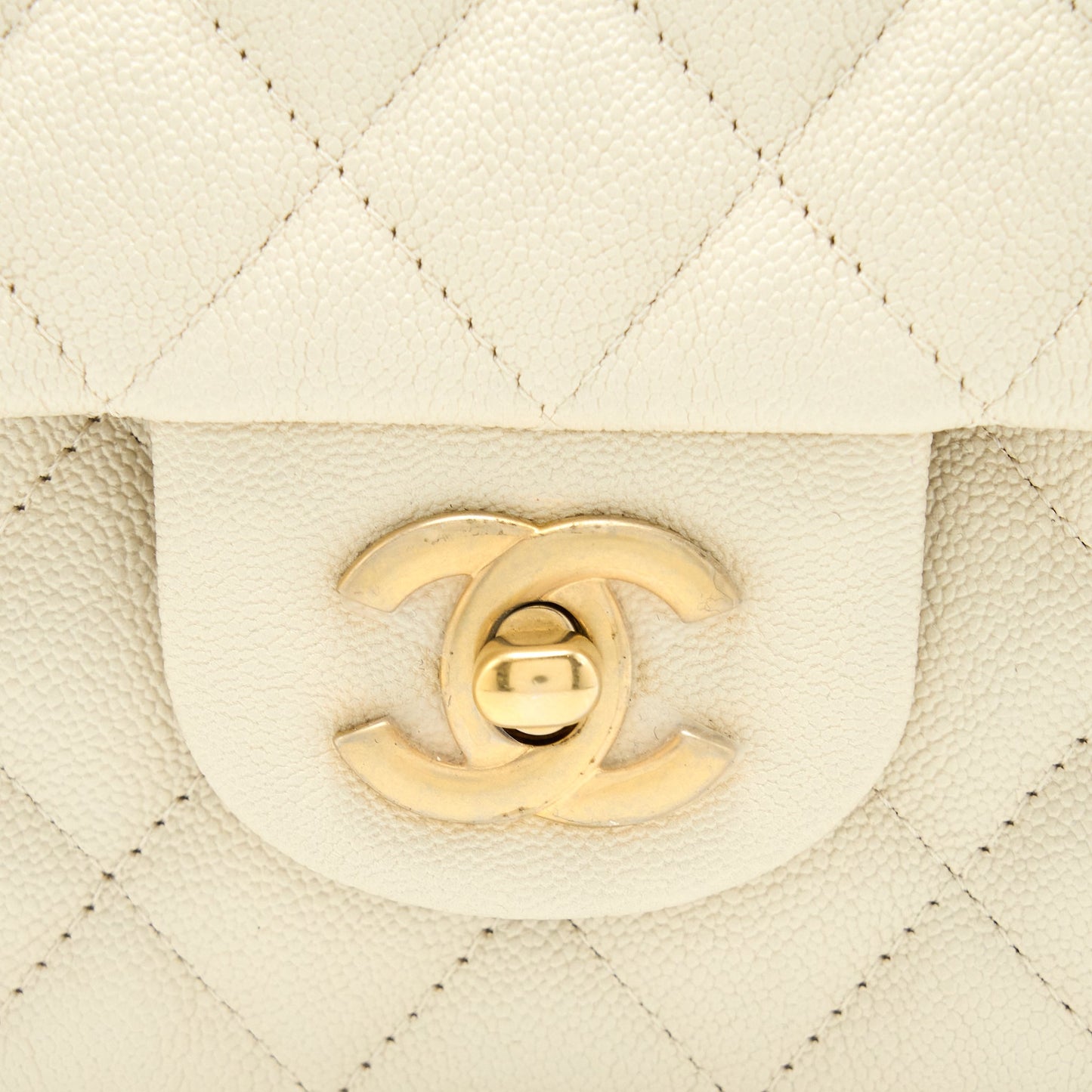 Chanel Top Handle Mini Rectangular Grained Calfskin Light Beige Brushed