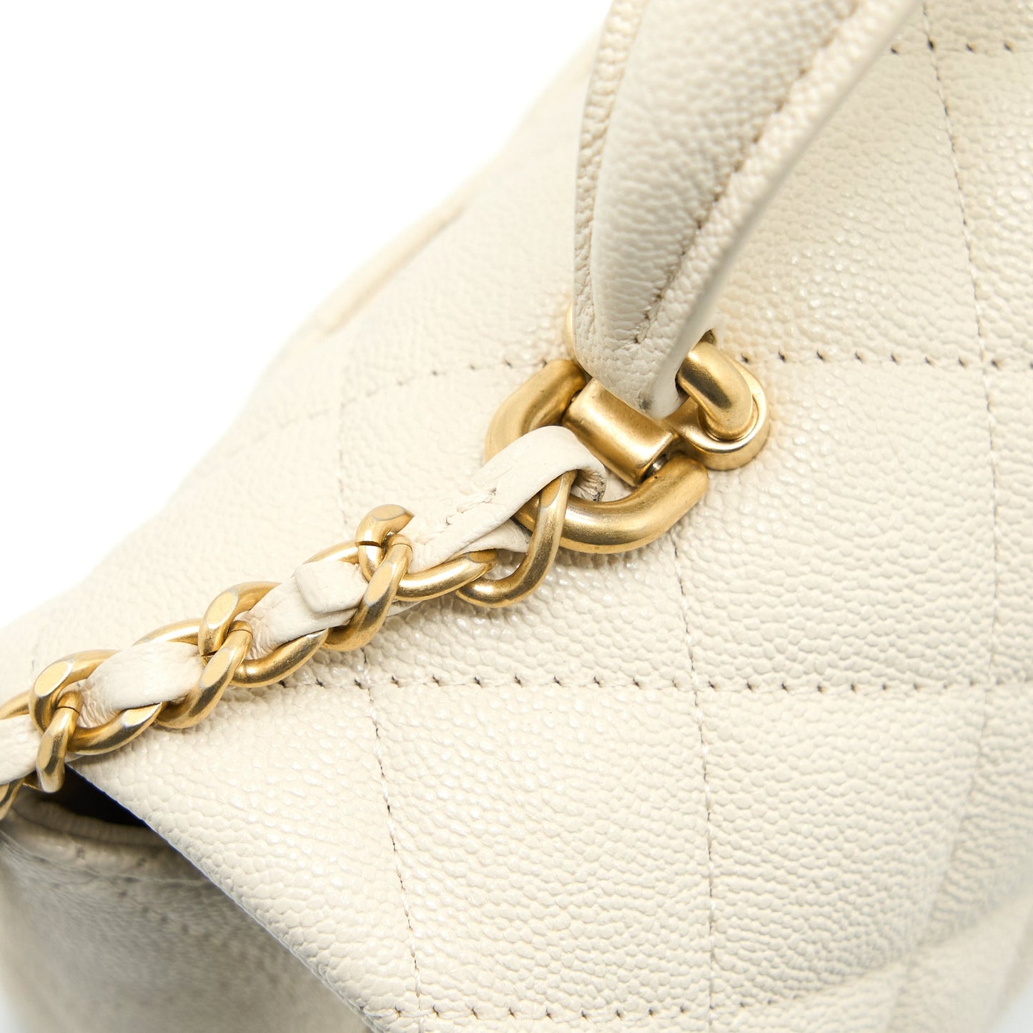 Chanel Top Handle Mini Rectangular Grained Calfskin Light Beige Brushed