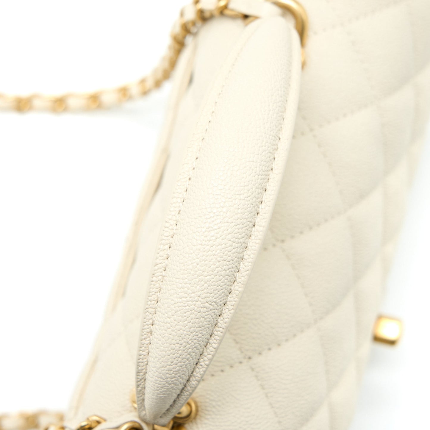 Chanel Top Handle Mini Rectangular Grained Calfskin Light Beige Brushed