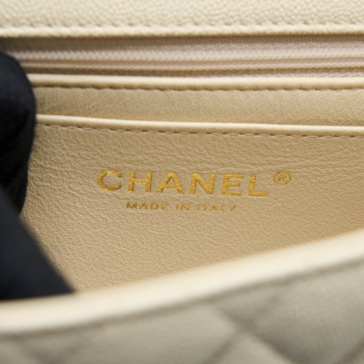 Chanel Top Handle Mini Rectangular Grained Calfskin Light Beige Brushed