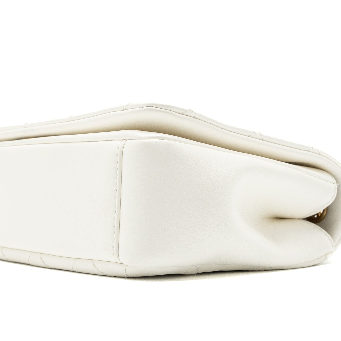 Chanel Flap Bag with Detailed CC Logo Calfskin White Brushed