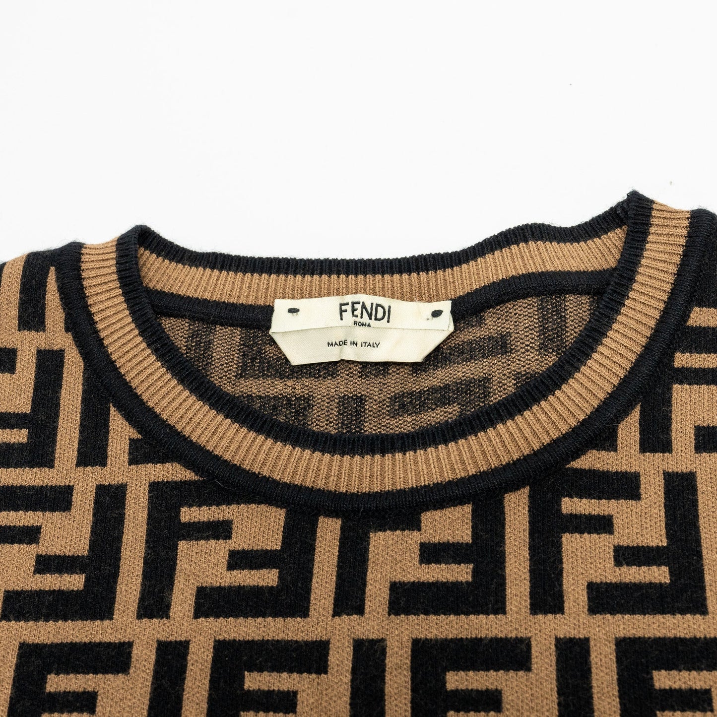 Fendi Size 36 Sweater Viscose/Polyester Brown/Black