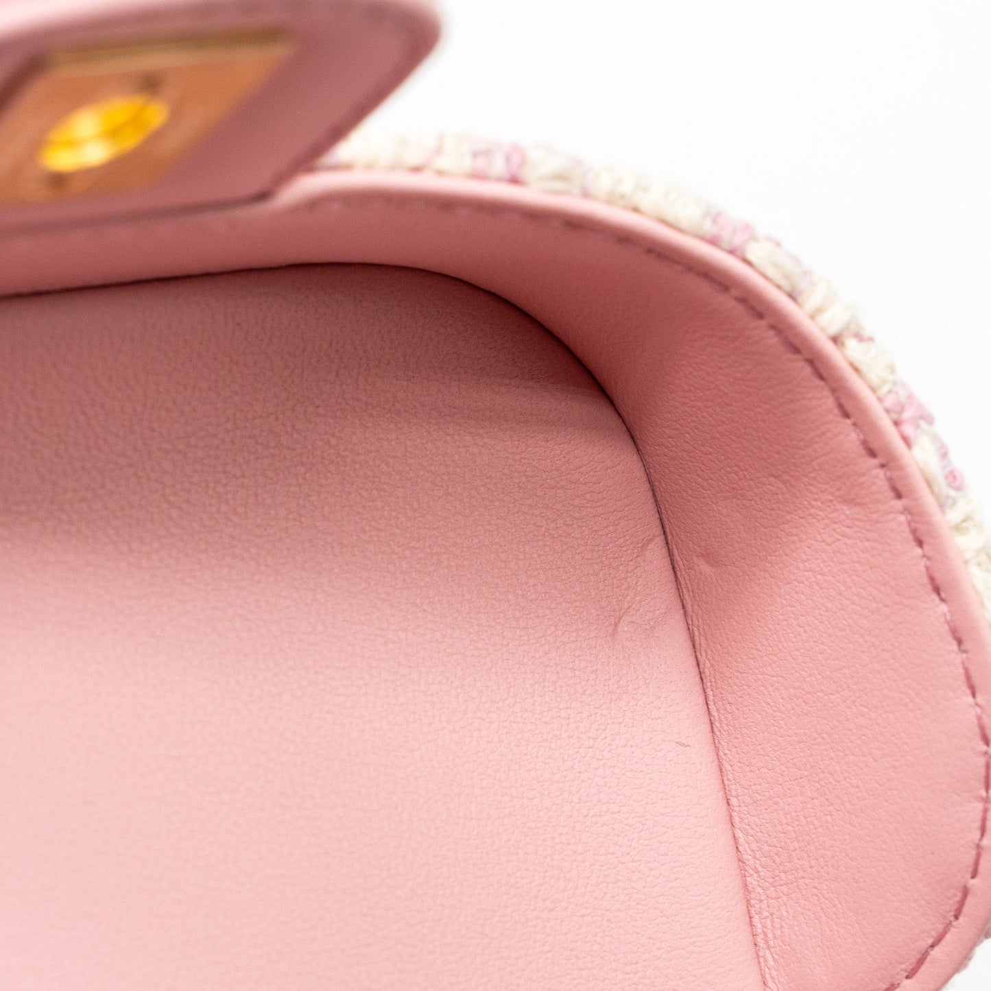 Chanel 23s Top Handle Small Vanity Case With Chain Tweed/lambskin Pink Brushed (Microchip)