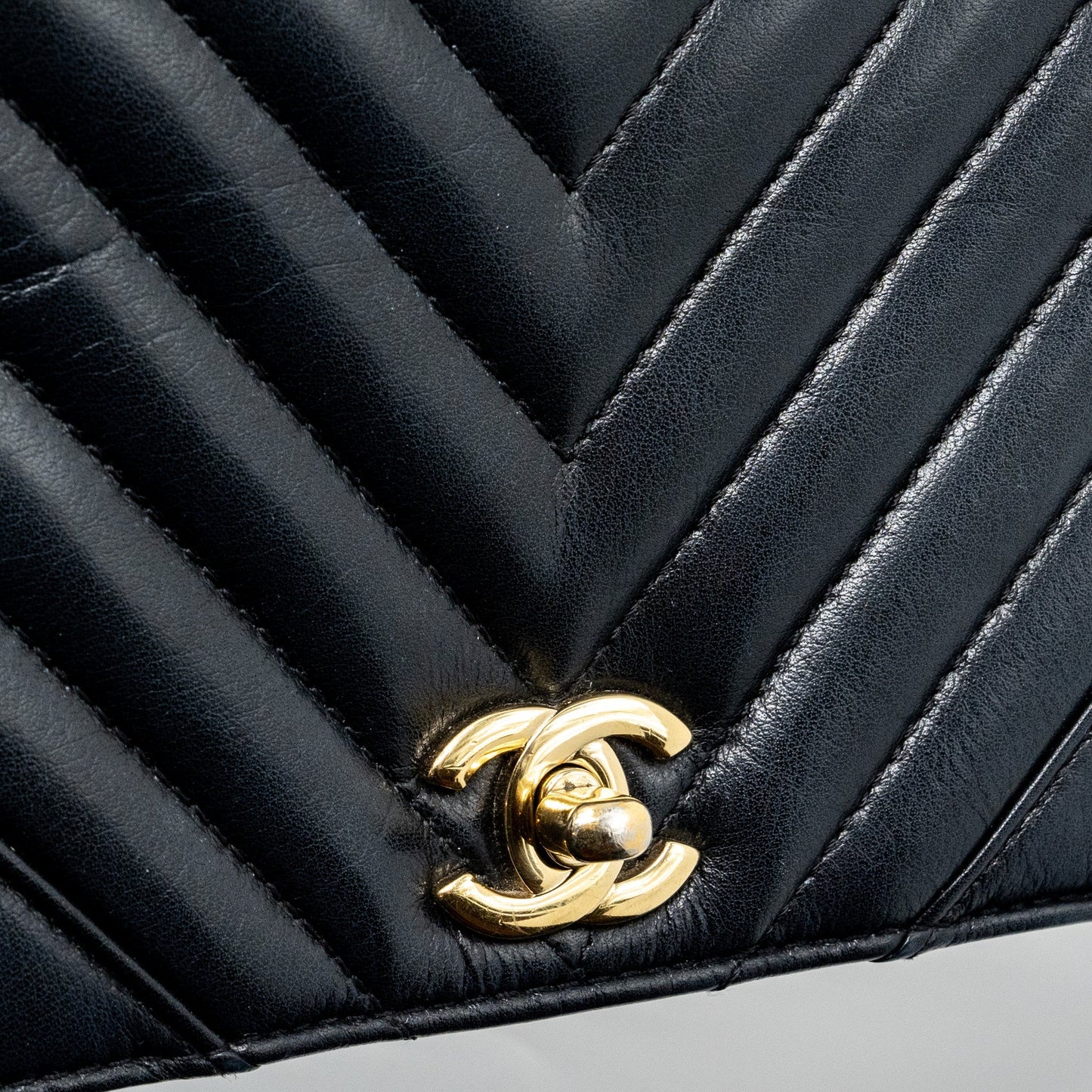 Chanel Chevron Flap Bag Calfskin Black