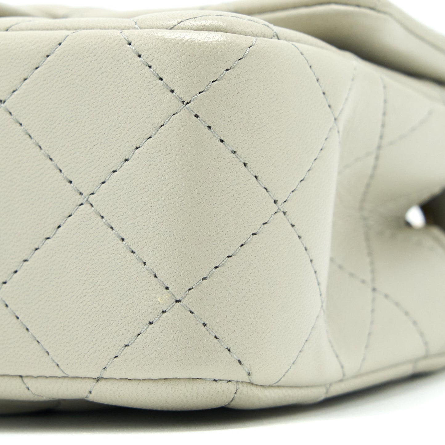 Chanel Mini Rectangular Flap Bag Lambskin Light Grey L (Microchip)