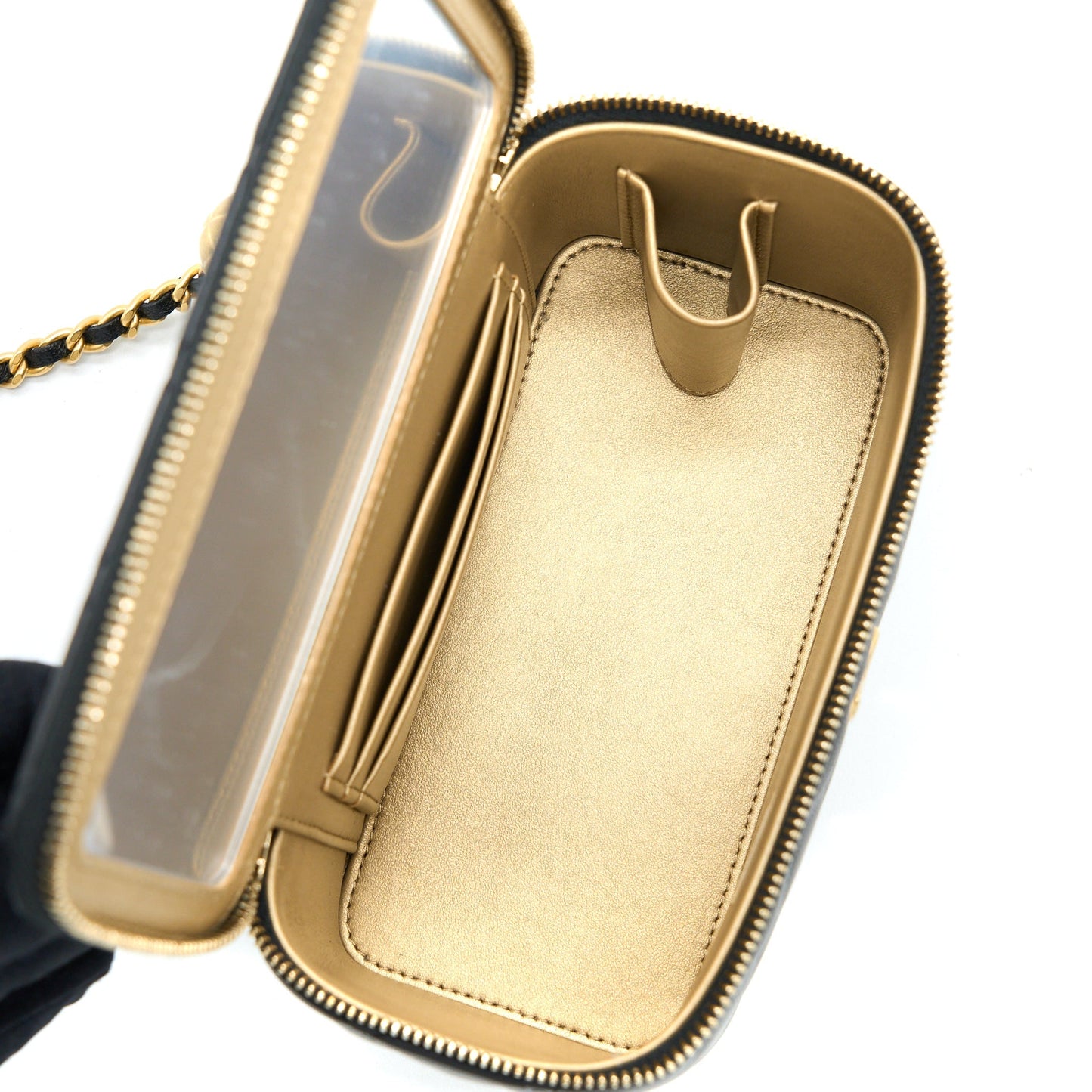 Chanel Pearl Crush Long Vanity Case Lambskin Black  (Microchip)