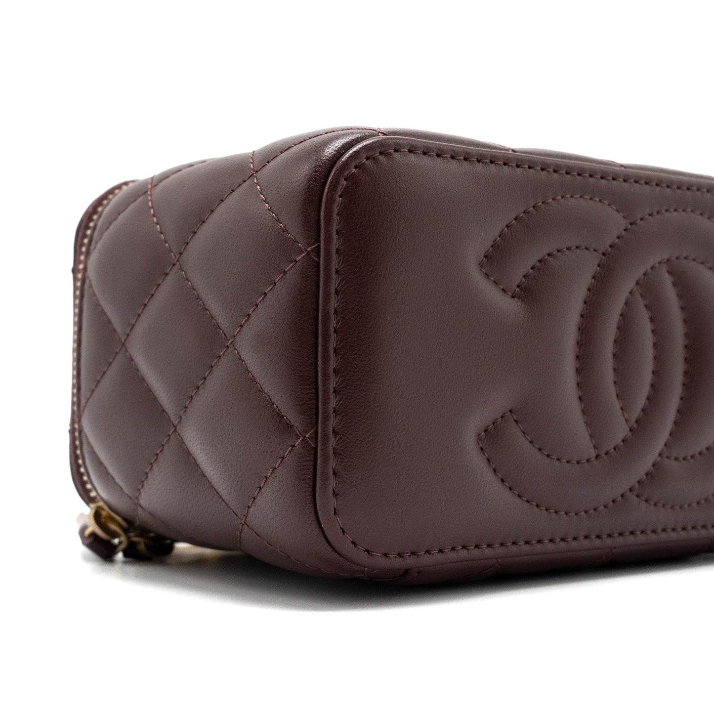 Chanel Long Vanity With Gem Chain Lambskin Burgundy  (Microchip)