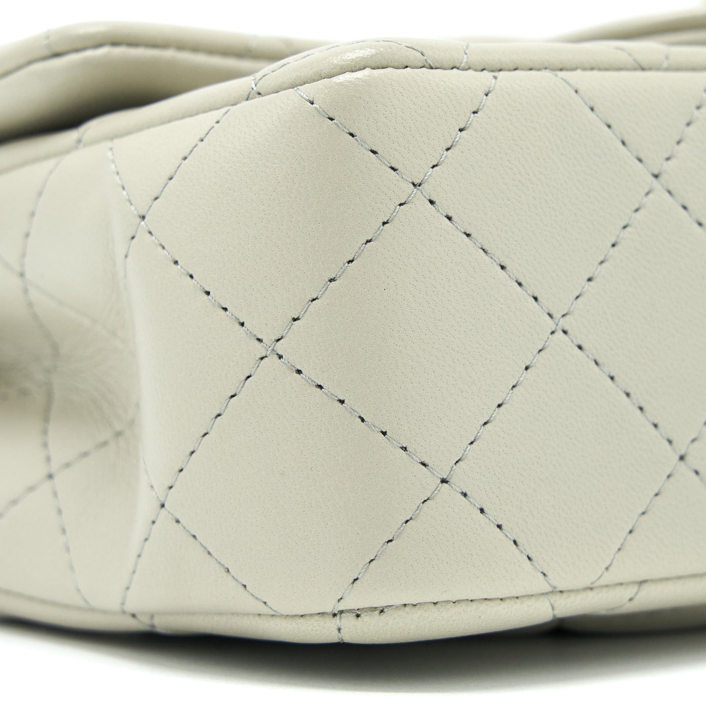 Chanel Mini Rectangular Flap Bag Lambskin Light Grey L (Microchip)