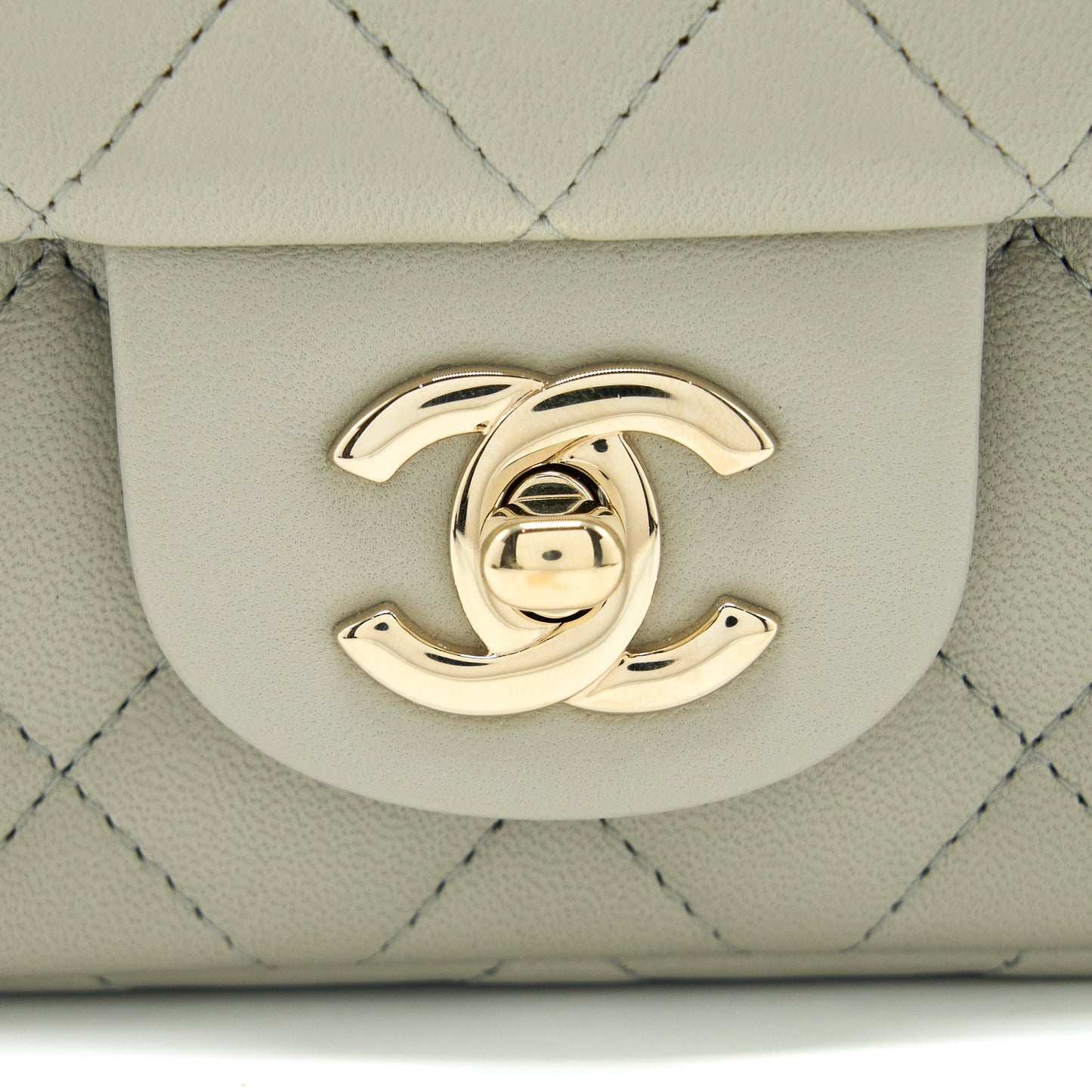 Chanel Mini Rectangular Flap Bag Lambskin Light Grey L (Microchip)