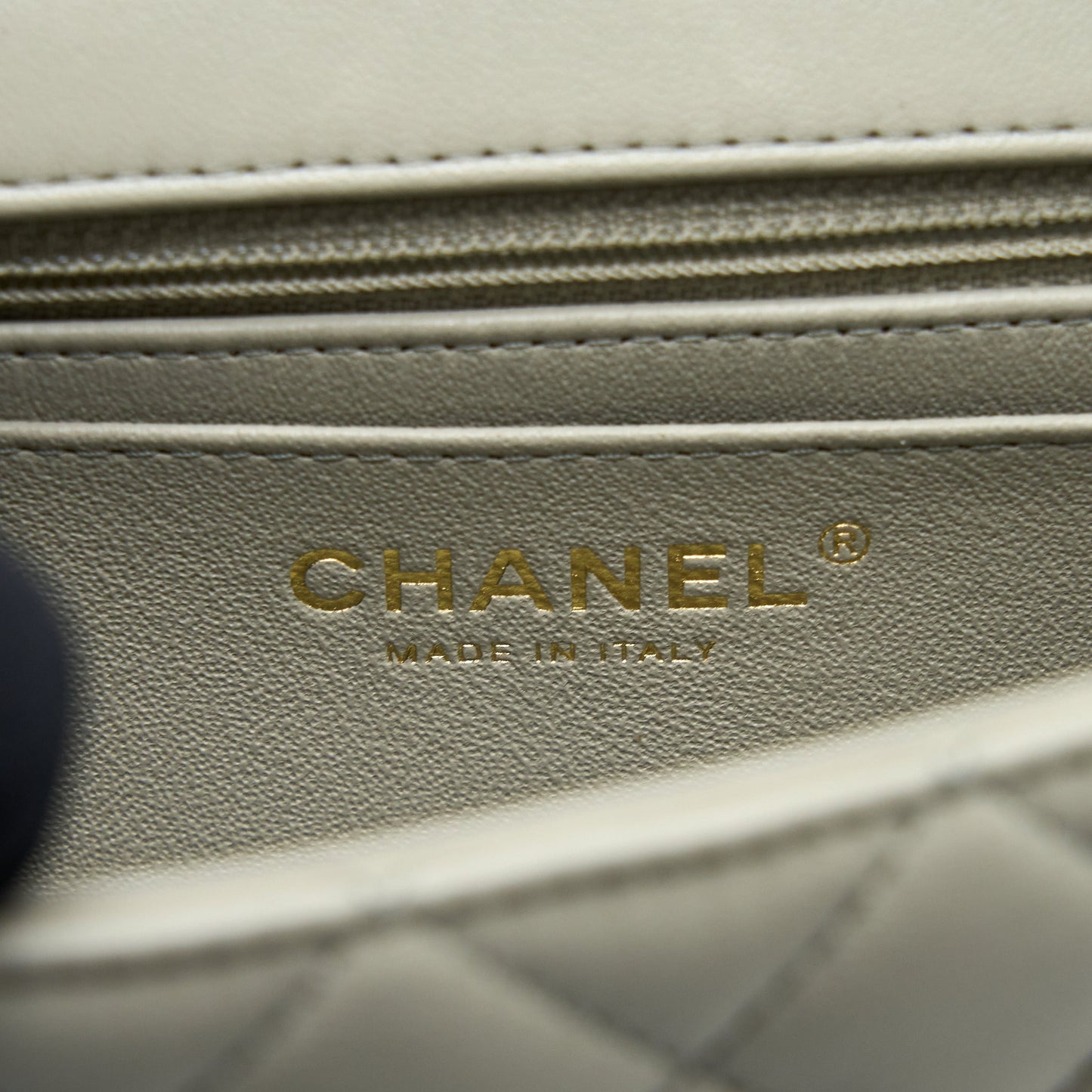 Chanel Mini Rectangular Flap Bag Lambskin Light Grey L (Microchip)