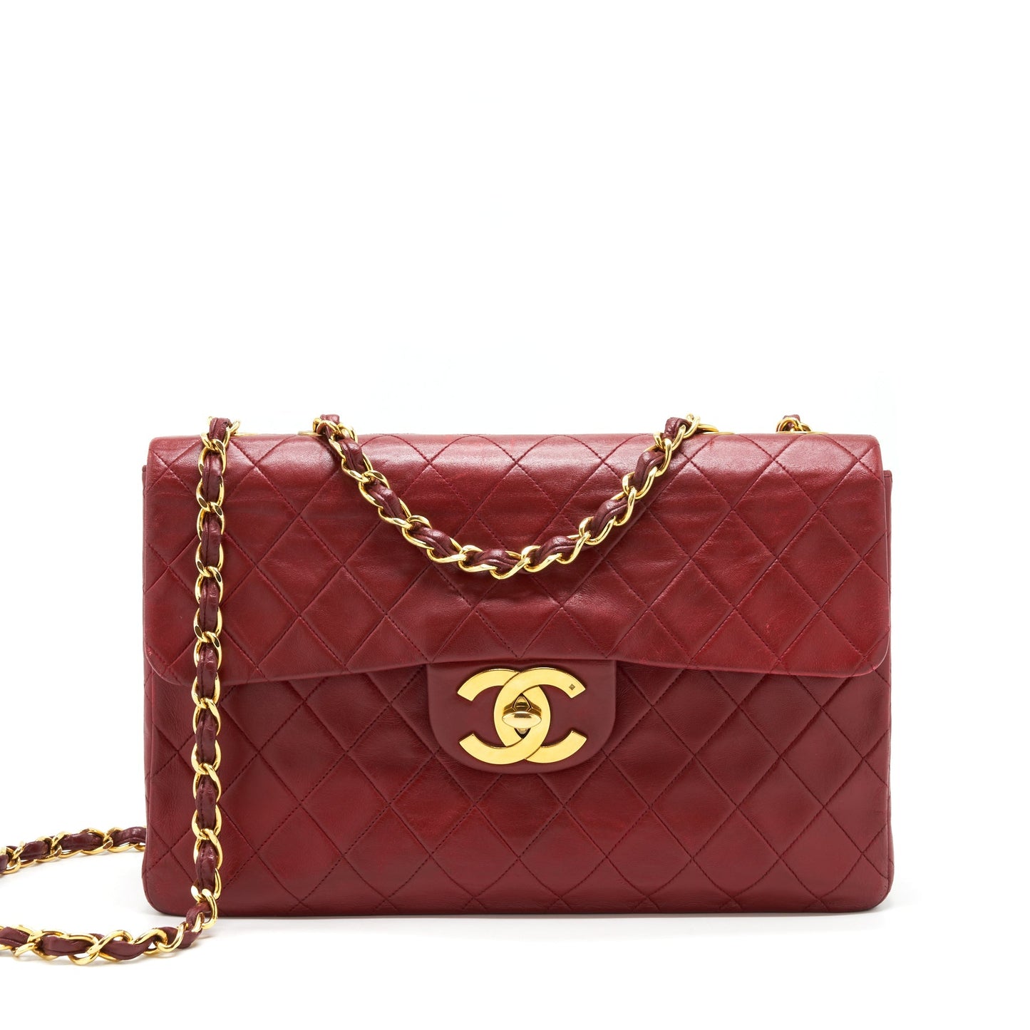 Chanel  Maxi Flap Bag Lambskin Red