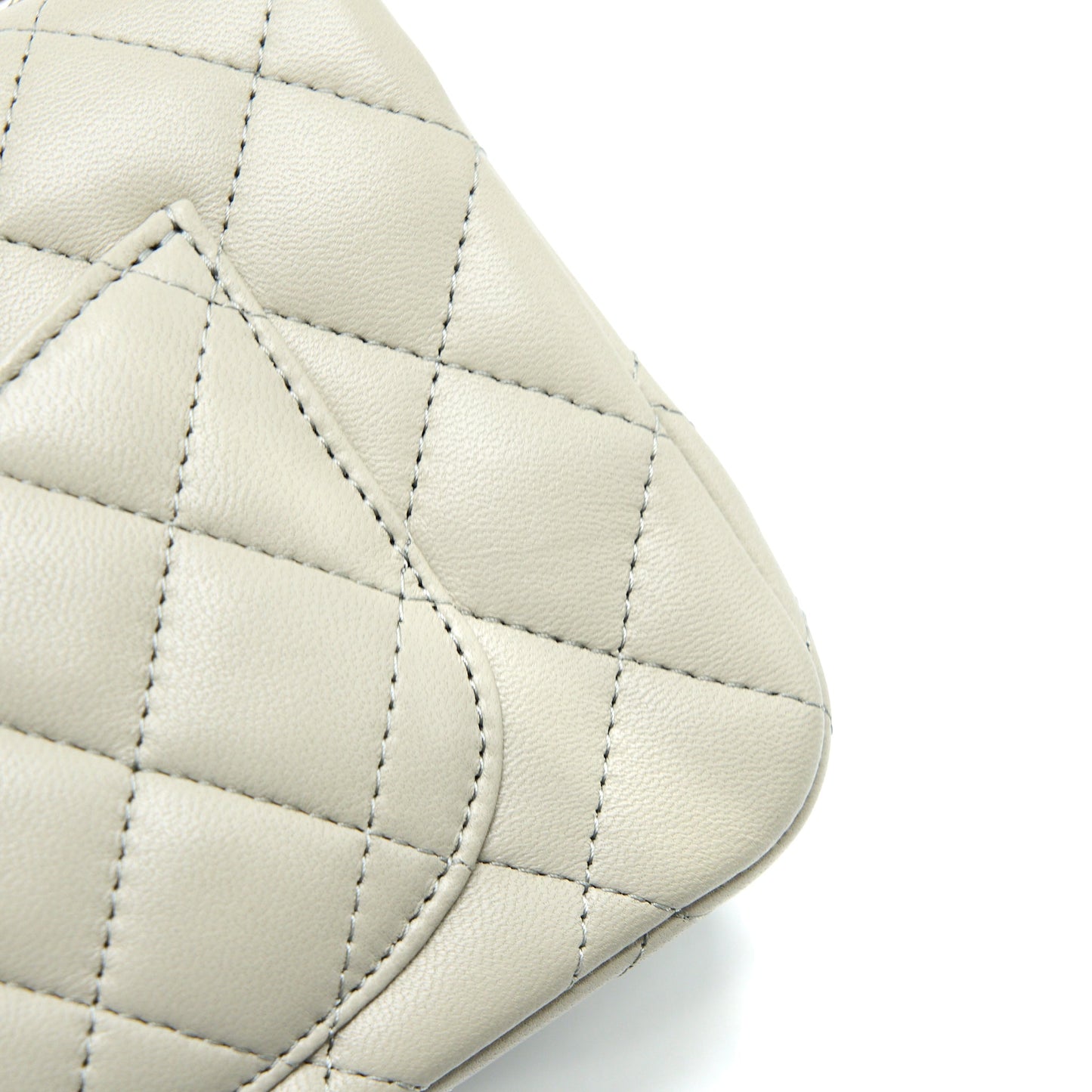 Chanel Mini Rectangular Flap Bag Lambskin Light Grey L (Microchip)