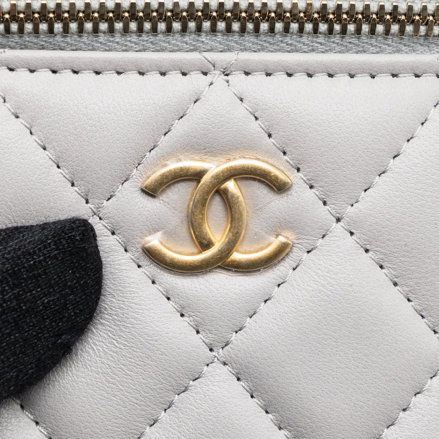 Chanel Top Handle Mini Vanity With Chain Light Grey