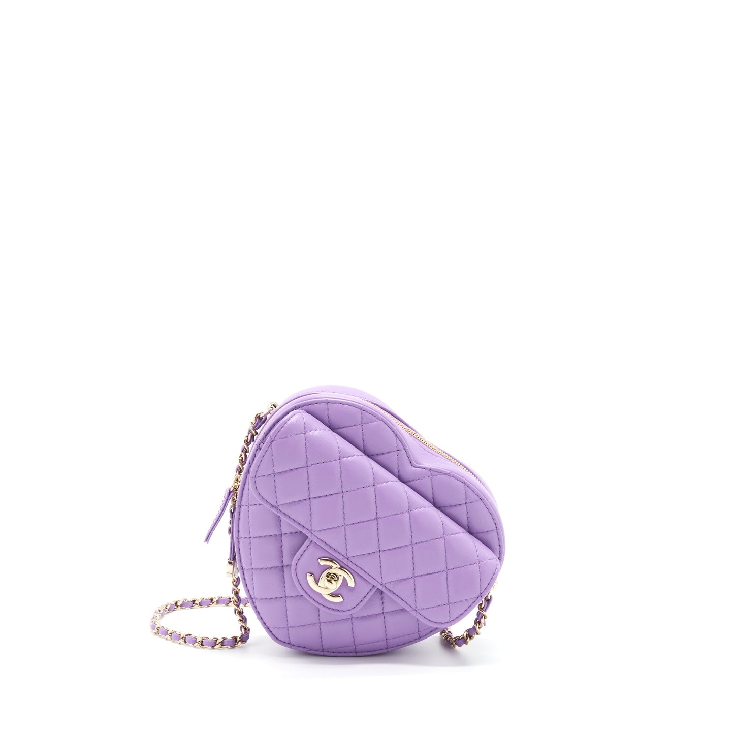 Chanel 22S Heart Bag Lambskin Purple L