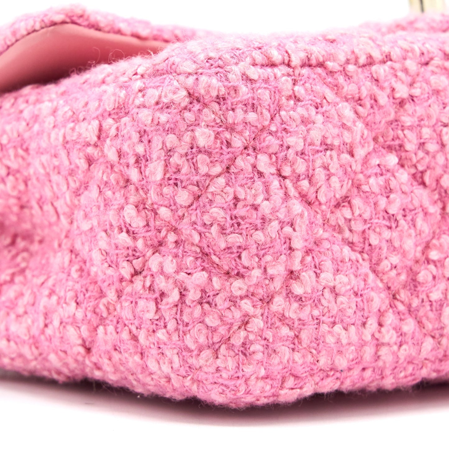 Chanel Mini Rectangular Flap Bag Tweed Pink L (Microchip)