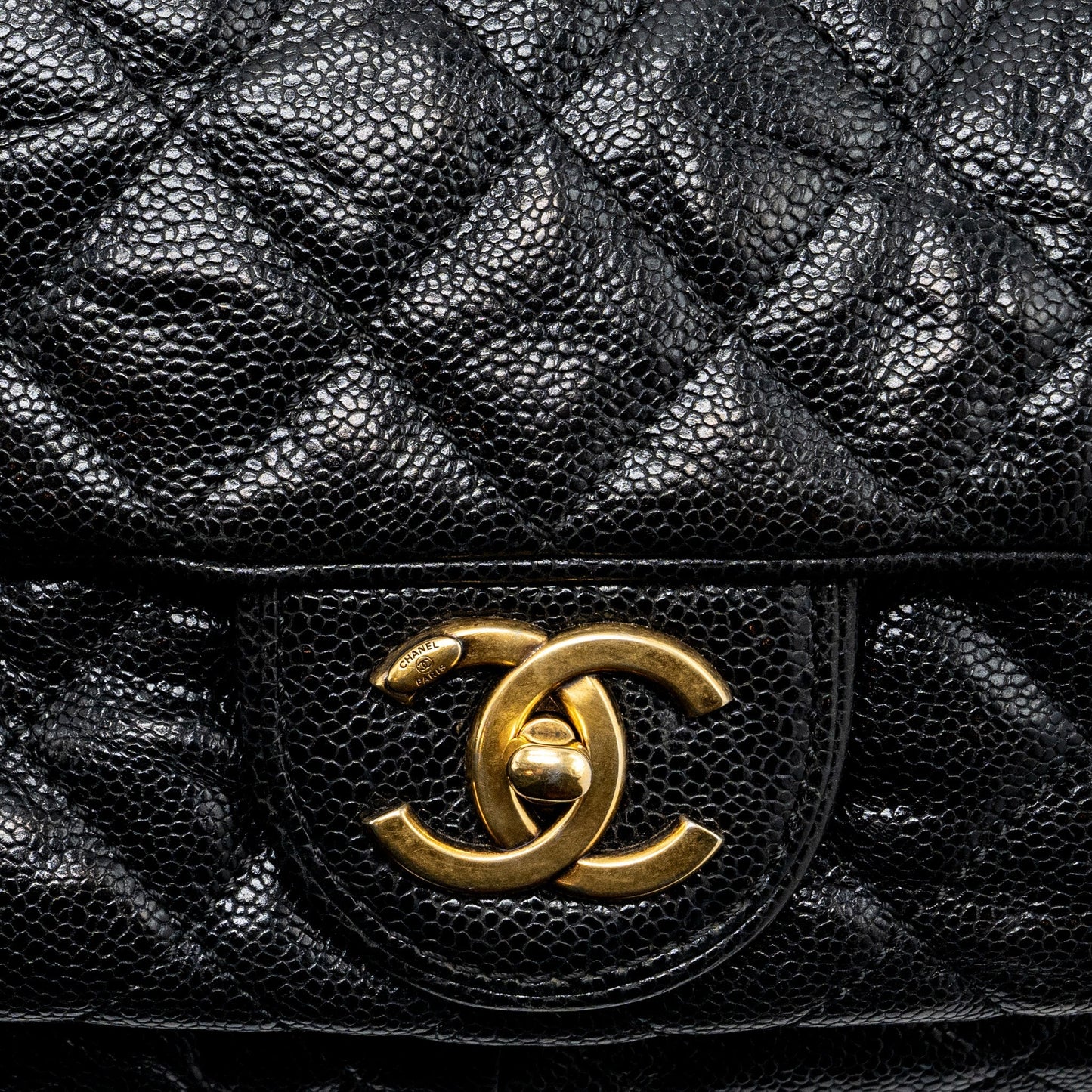 Chanel Large Flap Bag Grained Calfskin Black Brushed