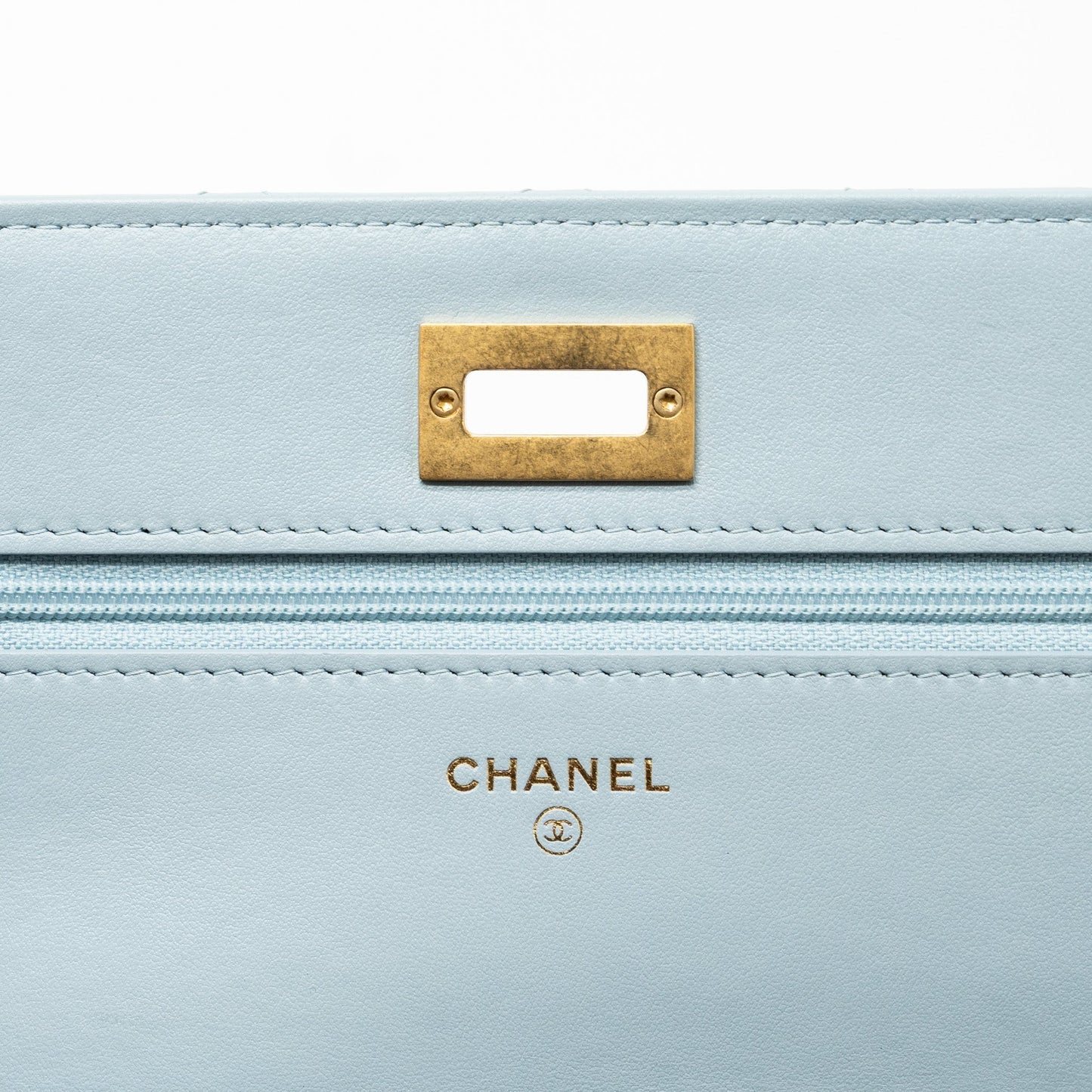 Chanel 2.55 Reissue Wallet on Chain Aged Calfskin Light Blue Brushed  (Microchip)