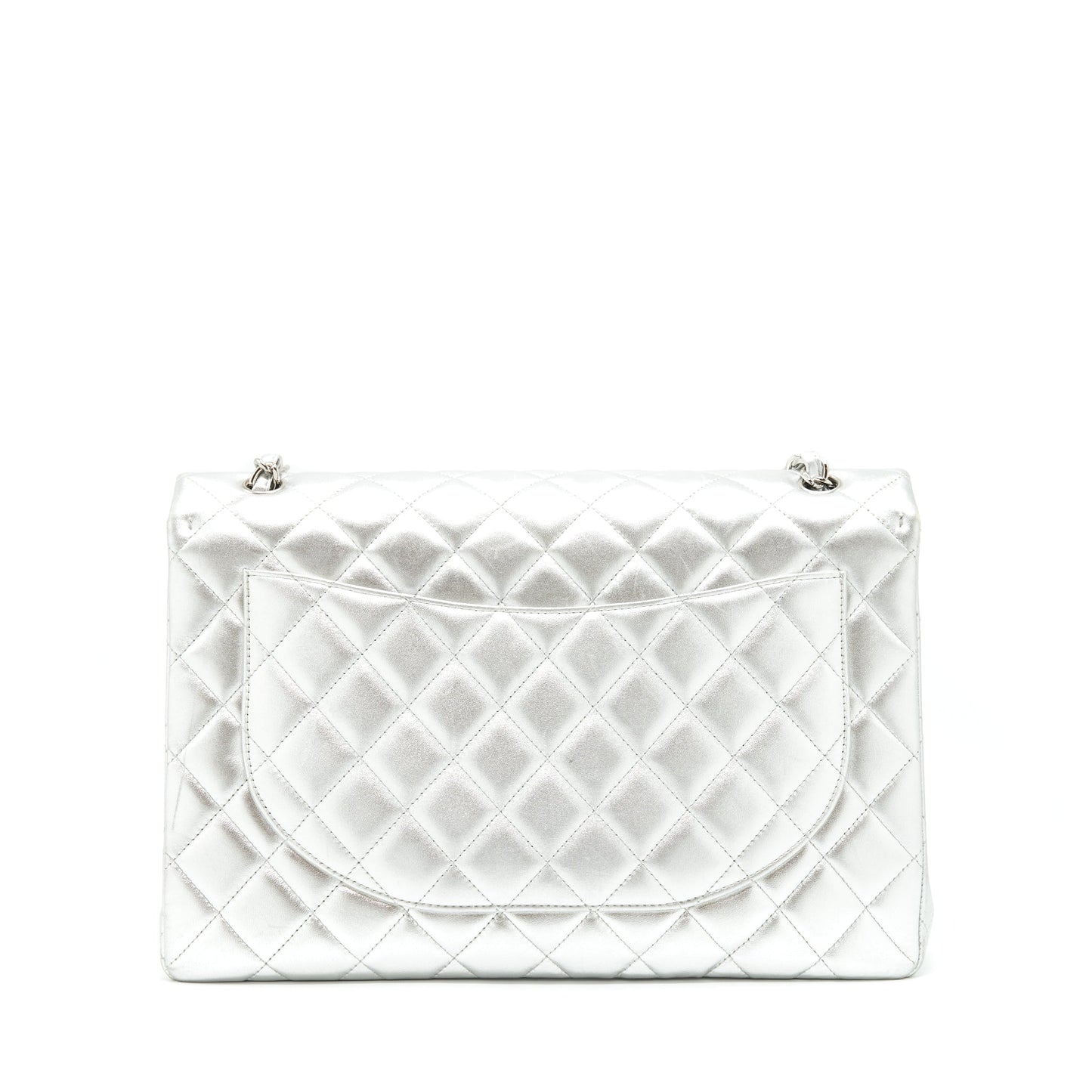 Chanel Maxi Classic Double Flap Bag Lambskin Sliver