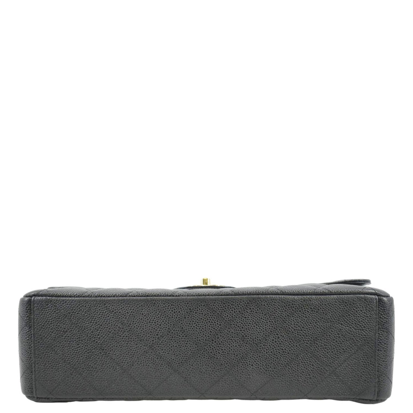 CHANEL Classic Maxi Flap Quilted Caviar Leather Shoulder Bag Black